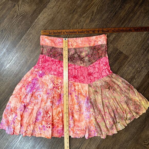 SANTIKI Indonesia Boho Batik Mixed Pattern A-Line Skirt M - Picture 2 of 5